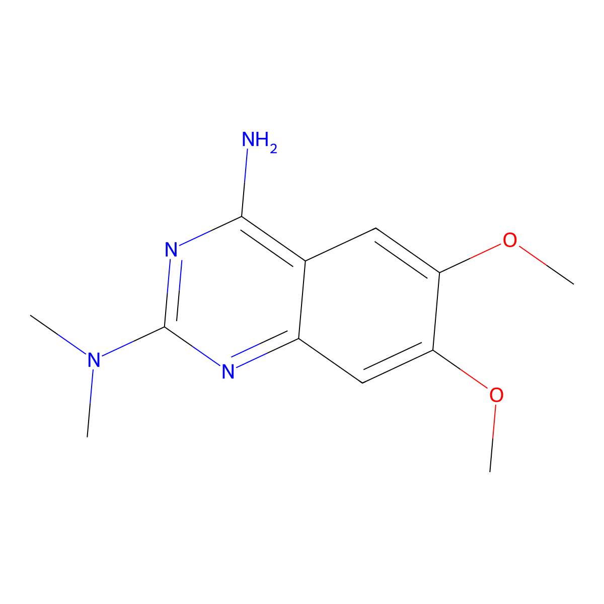 2,4-Quinazolinediamine, 6,7-dimethoxy-N2,N2-dimethyl- molecular structure, CAS 19216-53-6