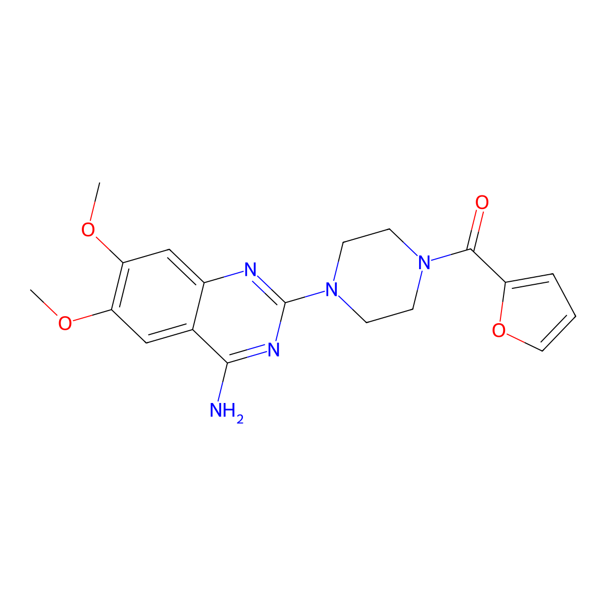 Prazosin molecular structure, CAS 19216-56-9