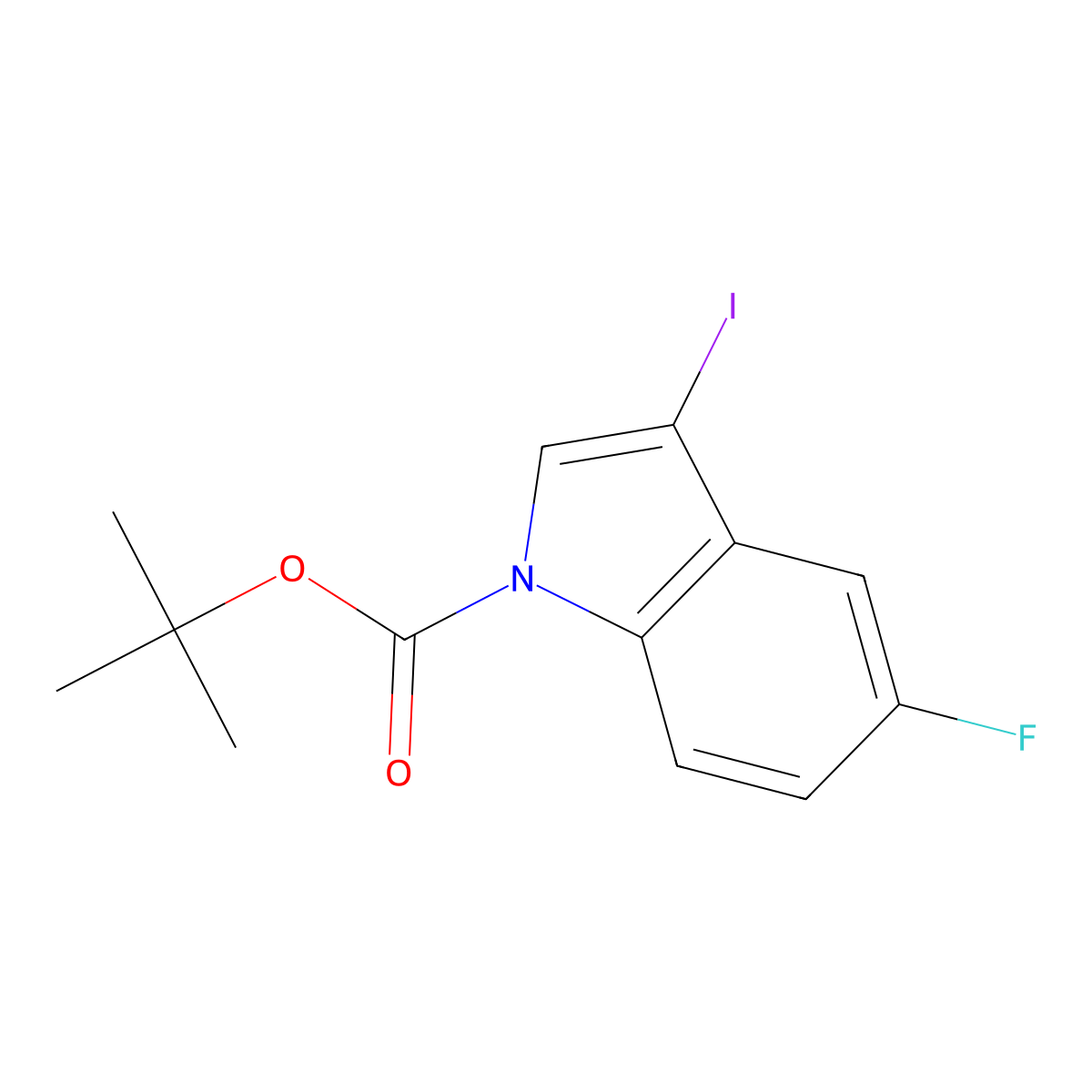 1,1-Dimethylethyl 5-fluoro-3-iodo-1H-indole-1-carboxylate molecular structure, CAS 192189-13-2