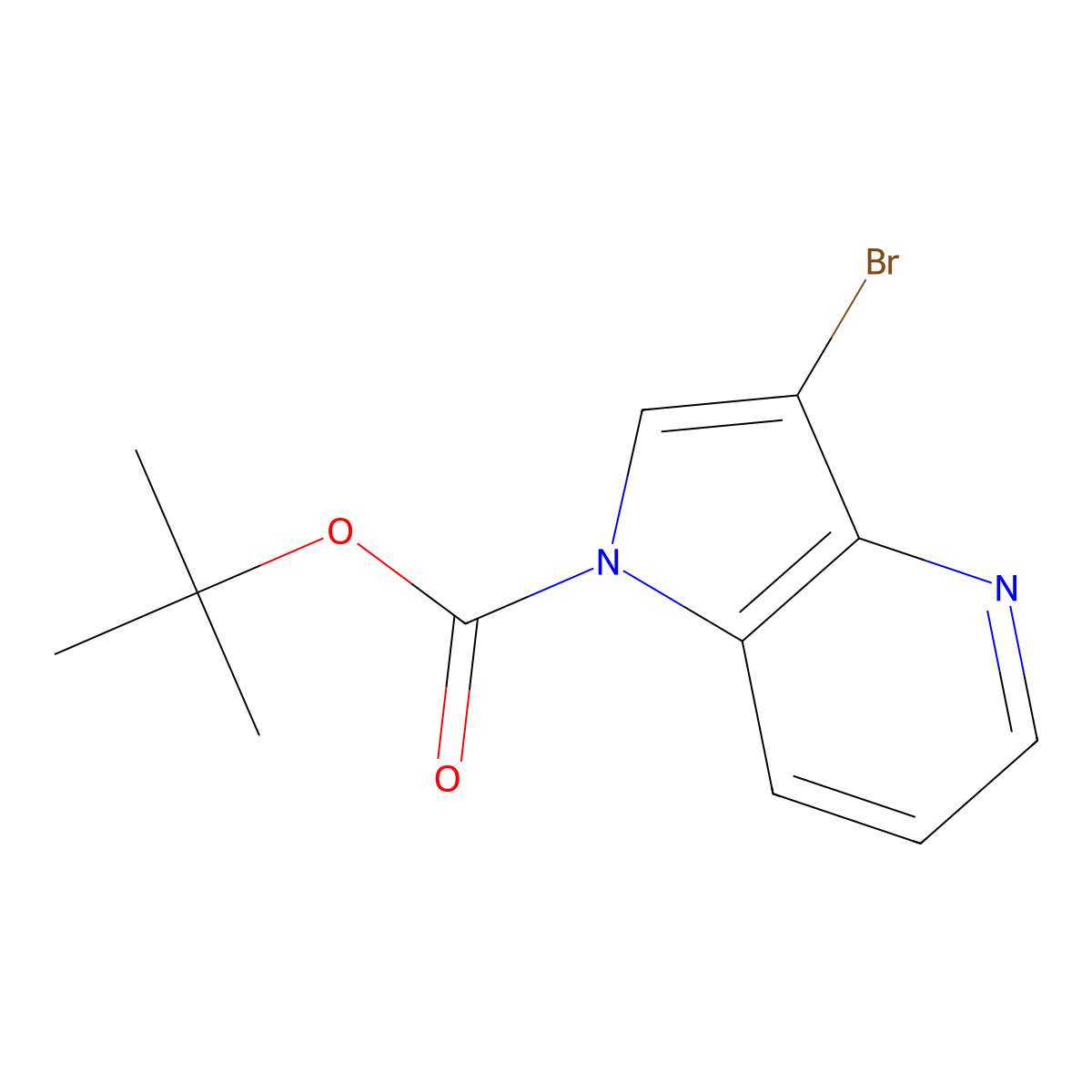 1,1-Dimethylethyl 3-bromo-1H-pyrrolo(3,2-b)pyridine-1-carboxylate molecular structure, CAS 192189-15-4