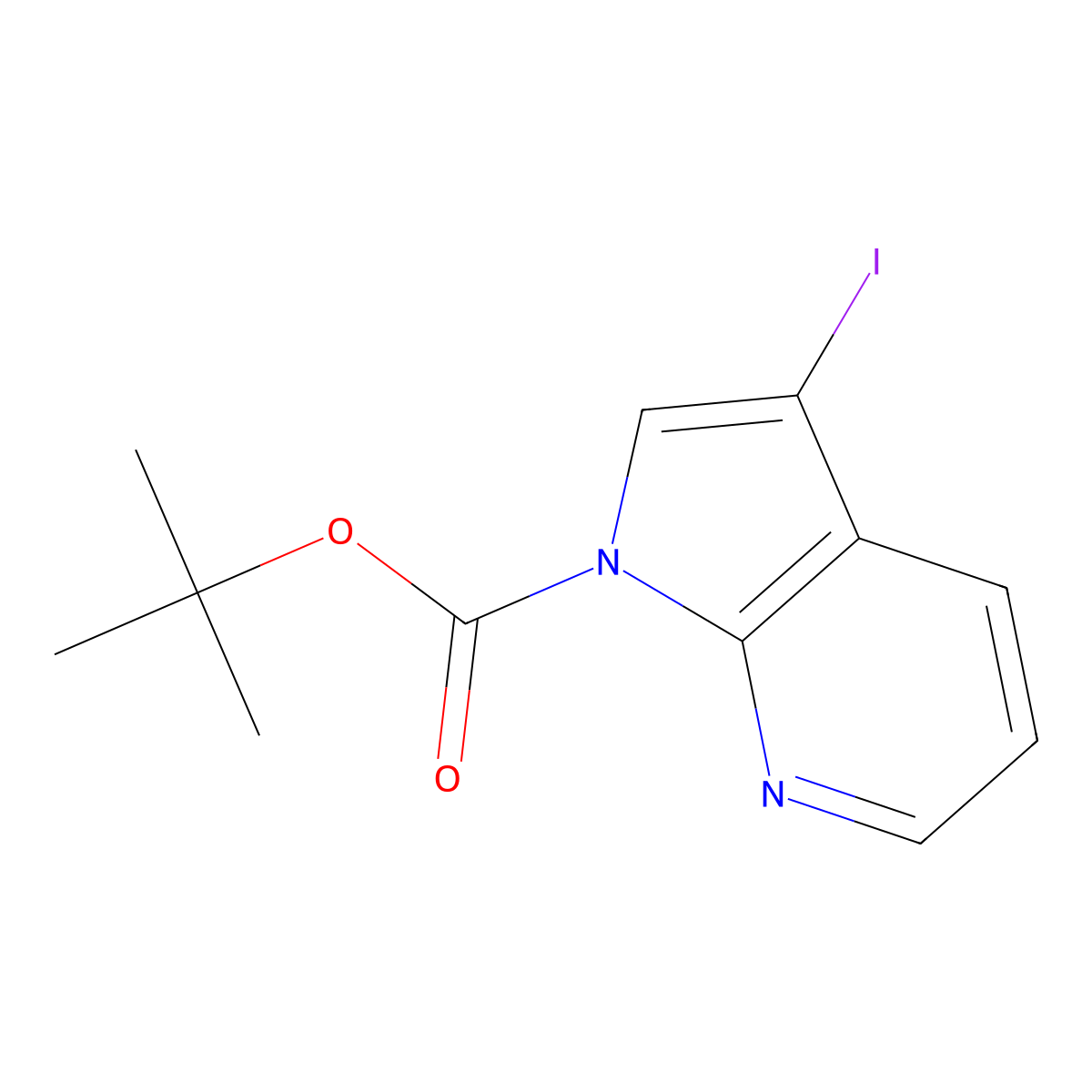 tert-Butyl 3-iodo-1H-pyrrolo[2,3-b]pyridine-1-carboxylate molecular structure, CAS 192189-18-7