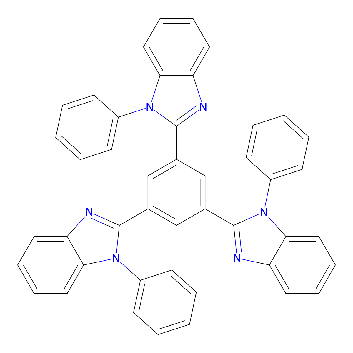 1,3,5-Tris(phenyl-2-benzimidazolyl)-benzene molecular structure, CAS 192198-85-9