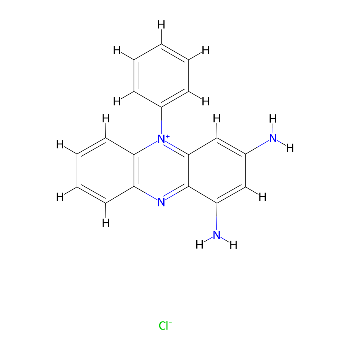 Phenazinium, 1,3-diamino-5-phenyl-, chloride (1:1) molecular structure, CAS 19220-17-8