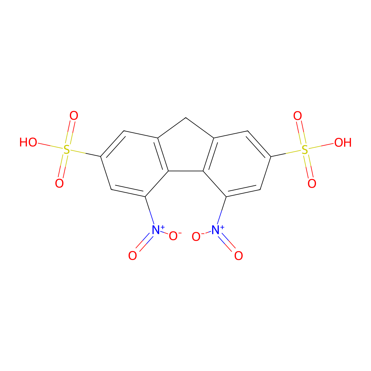4,5-Dinitro-9H-fluorene-2,7-disulfonic acid molecular structure, CAS 192208-58-5