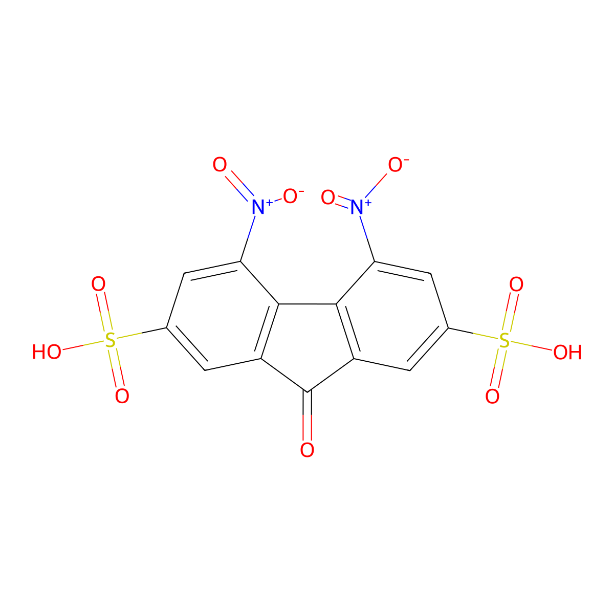 4,5-Dinitro-9-oxofluorene-2,7-disulfonic acid molecular structure, CAS 192208-61-0
