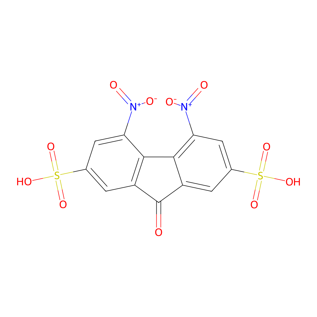 4,5-Dinitro-9-oxofluorene-2,7-disulfonic acid molecular structure, CAS 192208-61-0