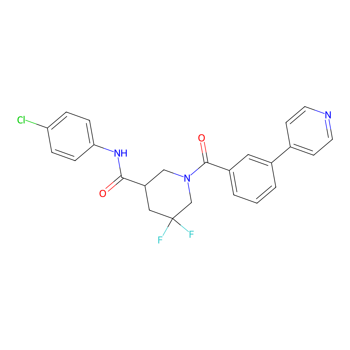 N-(4-Chlorophenyl)-5,5-difluoro-1-(3-(pyridin-4-yl)benzoyl)piperidine-3-carboxamide molecular structure, CAS 1922099-21-5