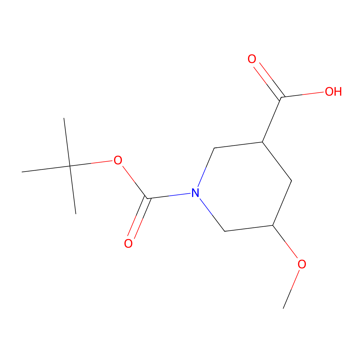 rac-(3R,5S)-1-[(tert-butoxy)carbonyl]-5-methoxypiperidine-3-carboxylic acid molecular structure, CAS 1922099-94-2