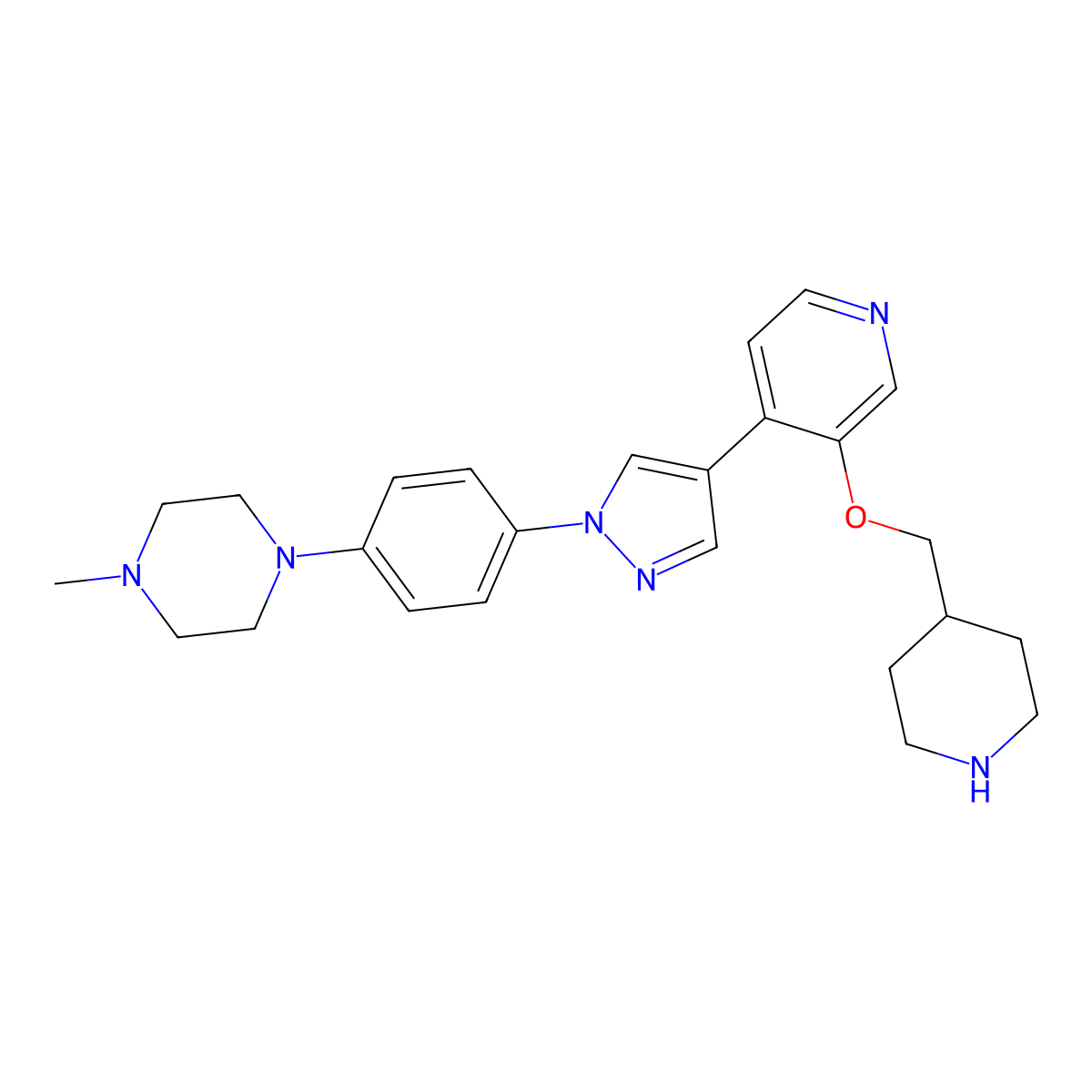 1-Methyl-4-[4-(4-{3-[(Piperidin-4-Yl)methoxy]pyridin-4-Yl}-1h-Pyrazol-1-Yl)phenyl]piperazine molecular structure, CAS 1922153-17-0