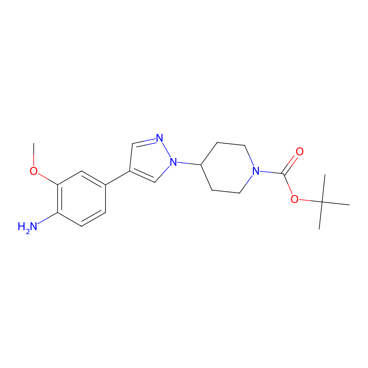 Tert-butyl 4-[4-(4-amino-3-methoxyphenyl)pyrazol-1-yl]piperidine-1-carboxylate molecular structure, CAS 1922196-46-0
