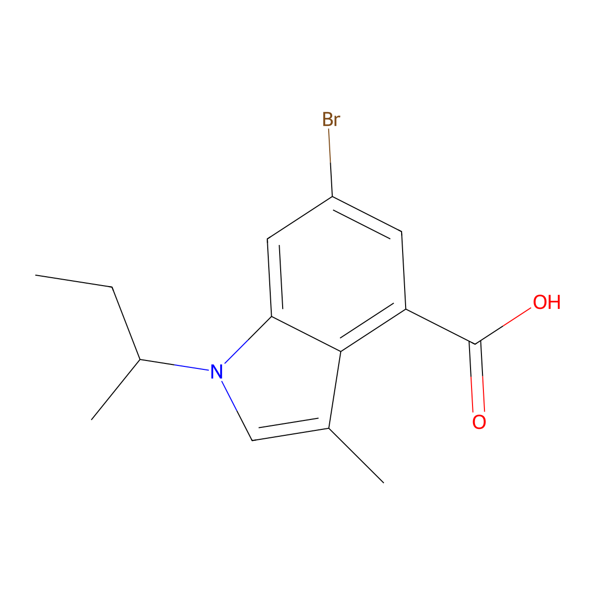 (S)-6-Bromo-1-(sec-butyl)-3-methyl-1H-indole-4-carboxylic acid molecular structure, CAS 1922199-98-1