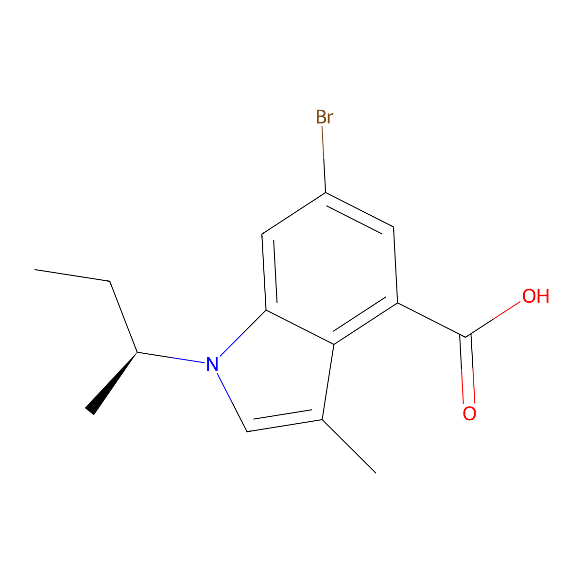 (S)-6-Bromo-1-(sec-butyl)-3-methyl-1H-indole-4-carboxylic acid molecular structure, CAS 1922199-98-1