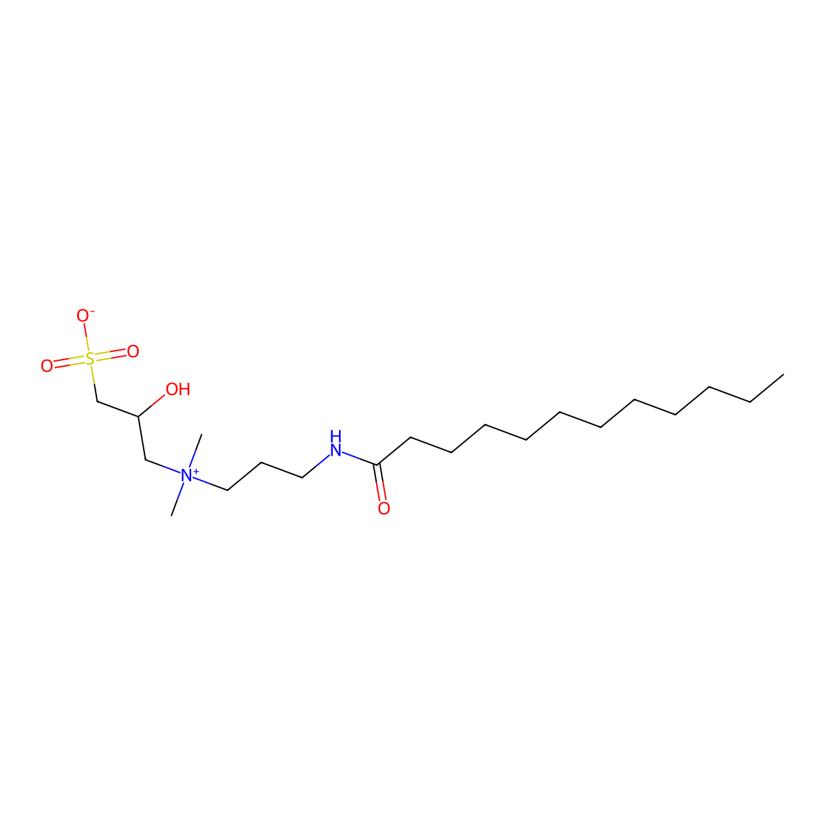 1-propanaminium, 2-hydroxy-n,n-dimethyl-n-(3-((1-oxododecyl)amino)propyl)-3-sulfo-, inner salt molecular structure, CAS 19223-55-3