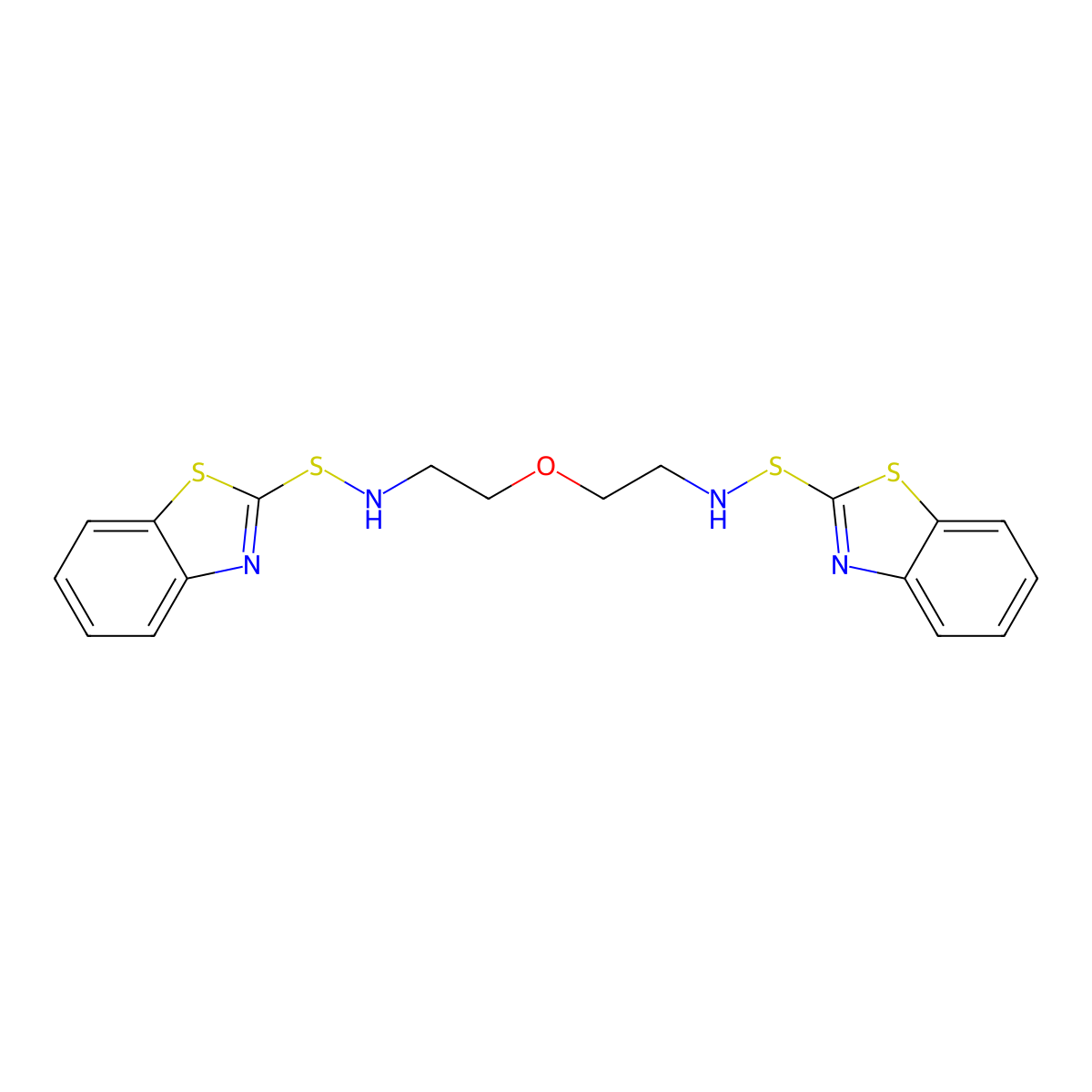 2-Benzothiazolesulfenamide, N,N'-(oxydi-2,1-ethanediyl)bis- molecular structure, CAS 19224-23-8