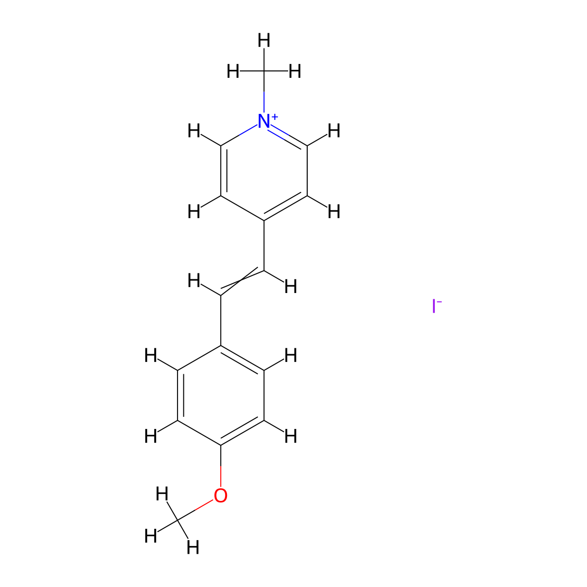 4-(para-Methoxystyryl)-1-methylpyridinium iodide molecular structure, CAS 19224-32-9