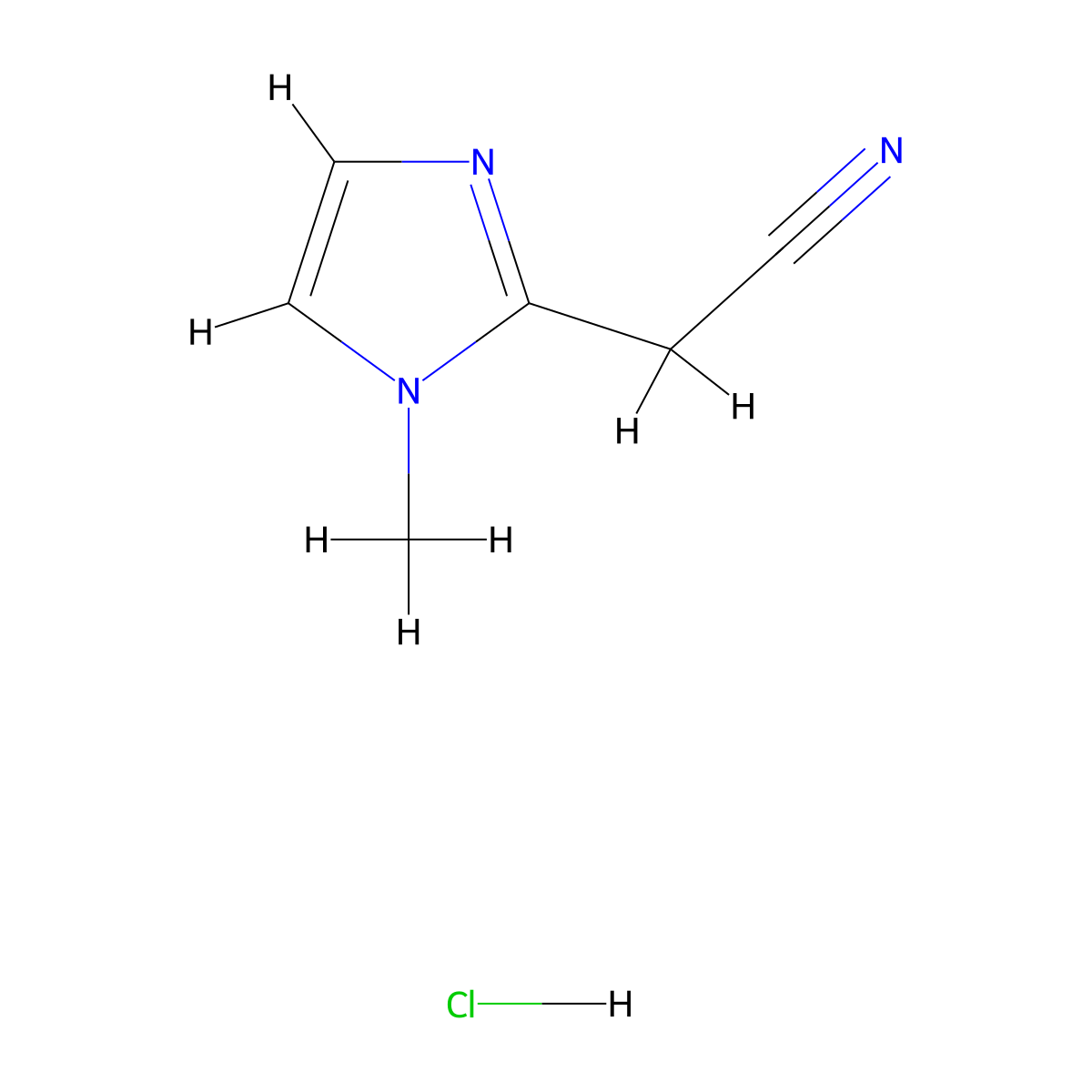 2-(1-methyl-1H-imidazol-2-yl)acetonitrile hydrochloride molecular structure, CAS 19225-93-5