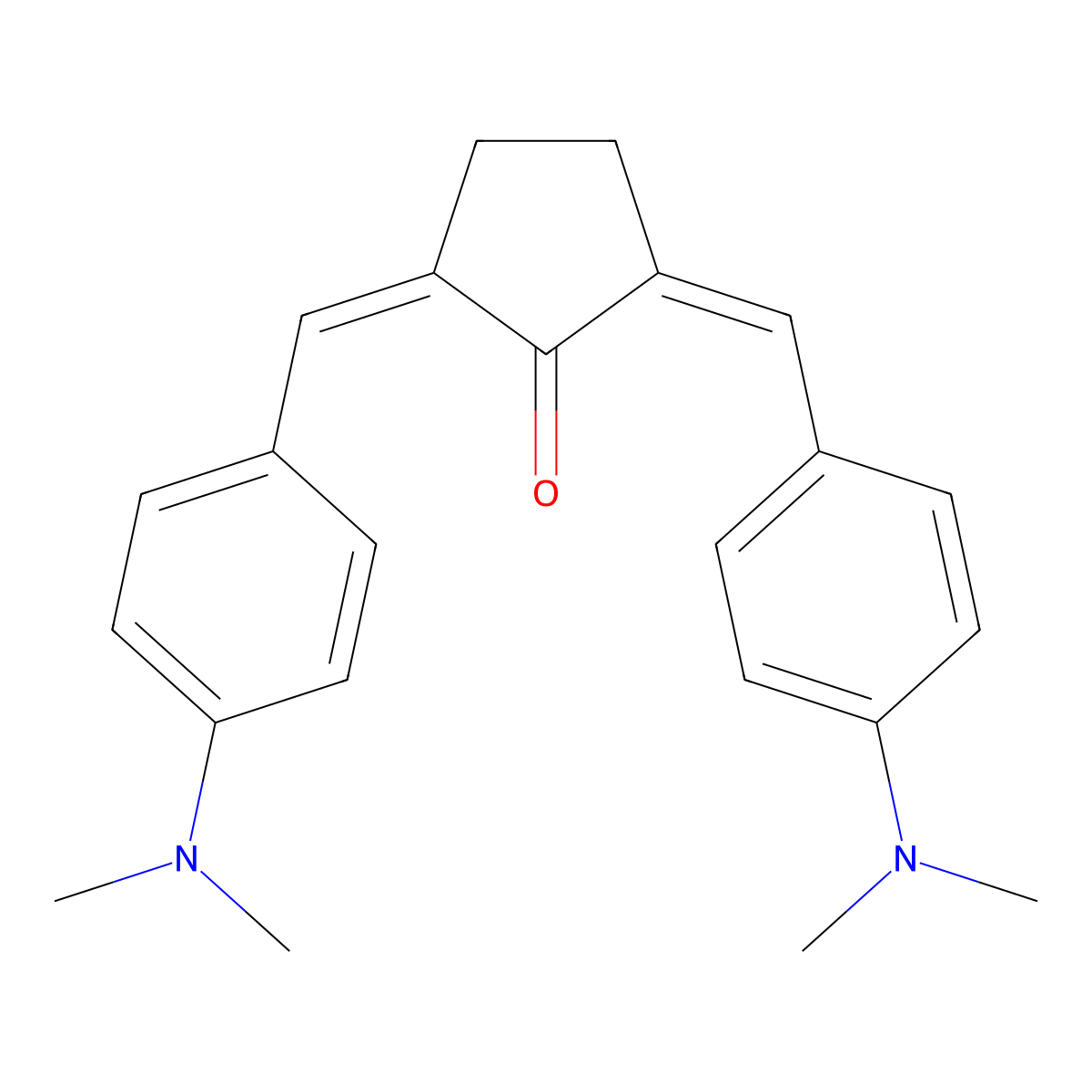 2,5-Bis(4-dimethylaminobenzylidene)cyclopentanone molecular structure, CAS 19226-99-4