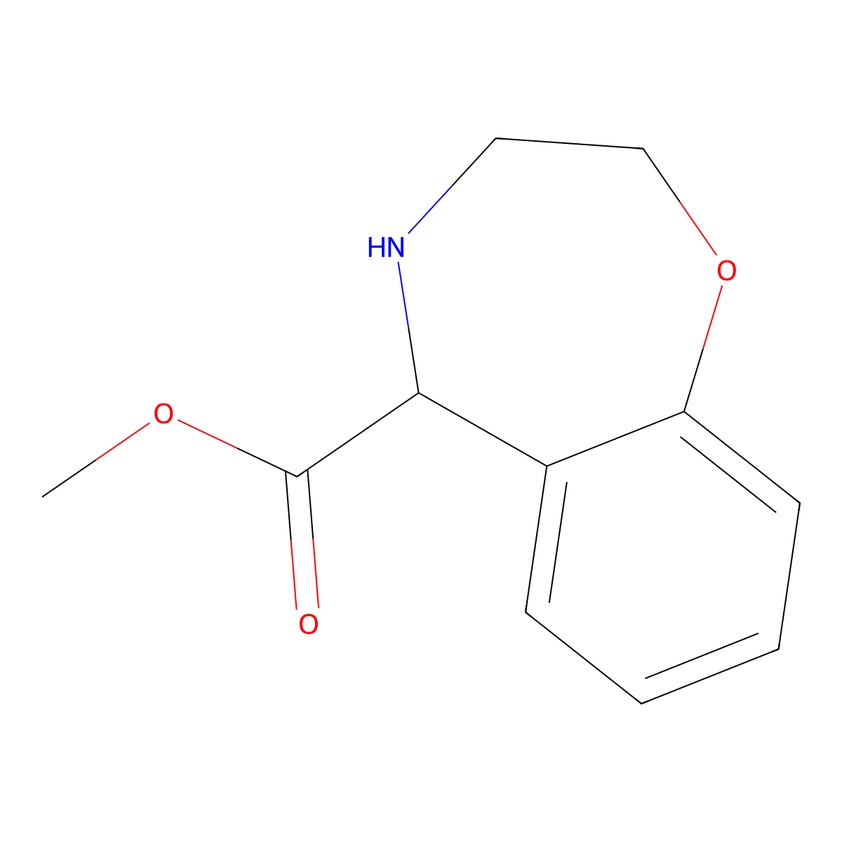 Methyl 2,3,4,5-tetrahydro-1,4-benzoxazepine-5-carboxylate molecular structure, CAS 1922690-21-8