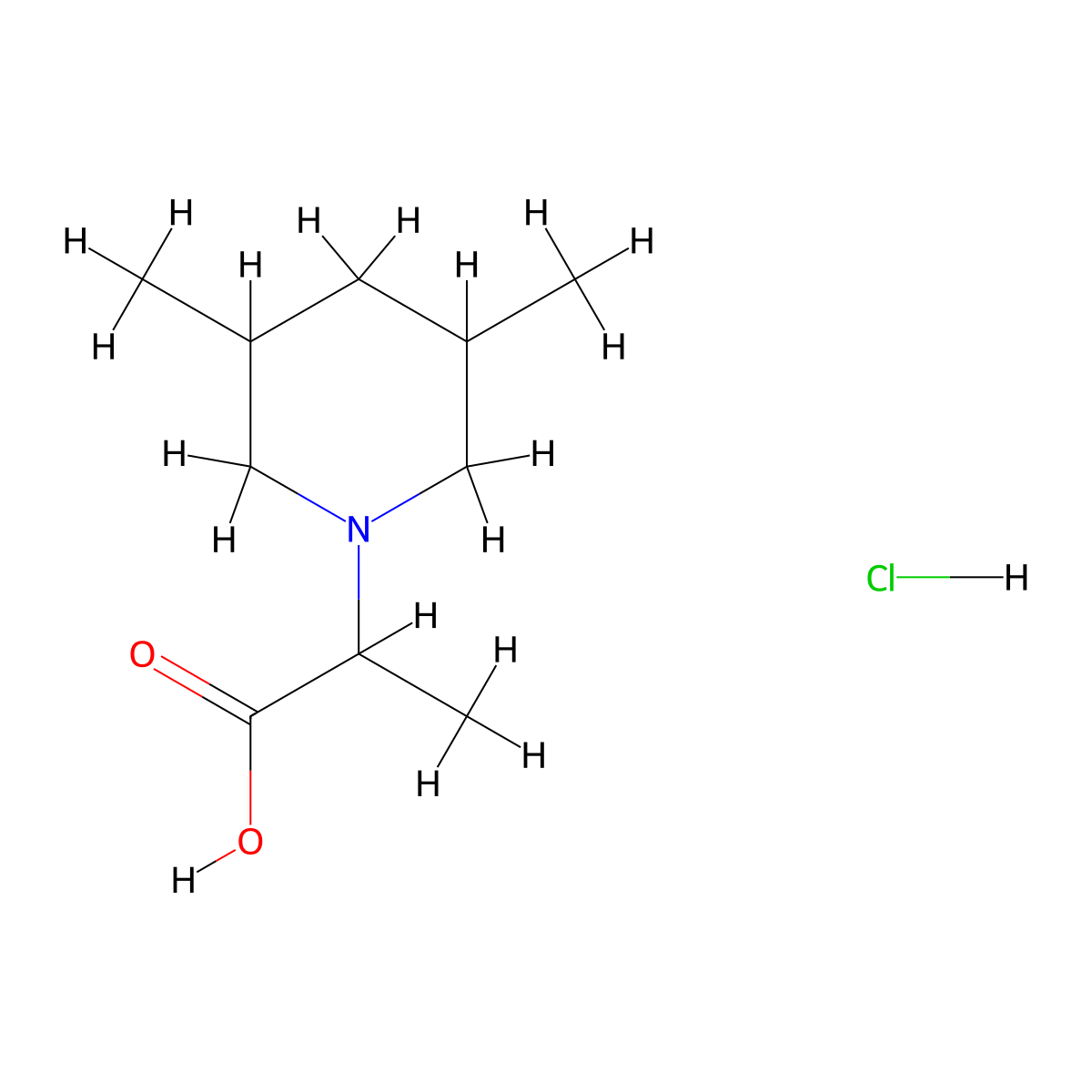 1-Piperidineacetic acid, alpha,3,5-trimethyl-, hydrochloride molecular structure, CAS 1922694-67-4