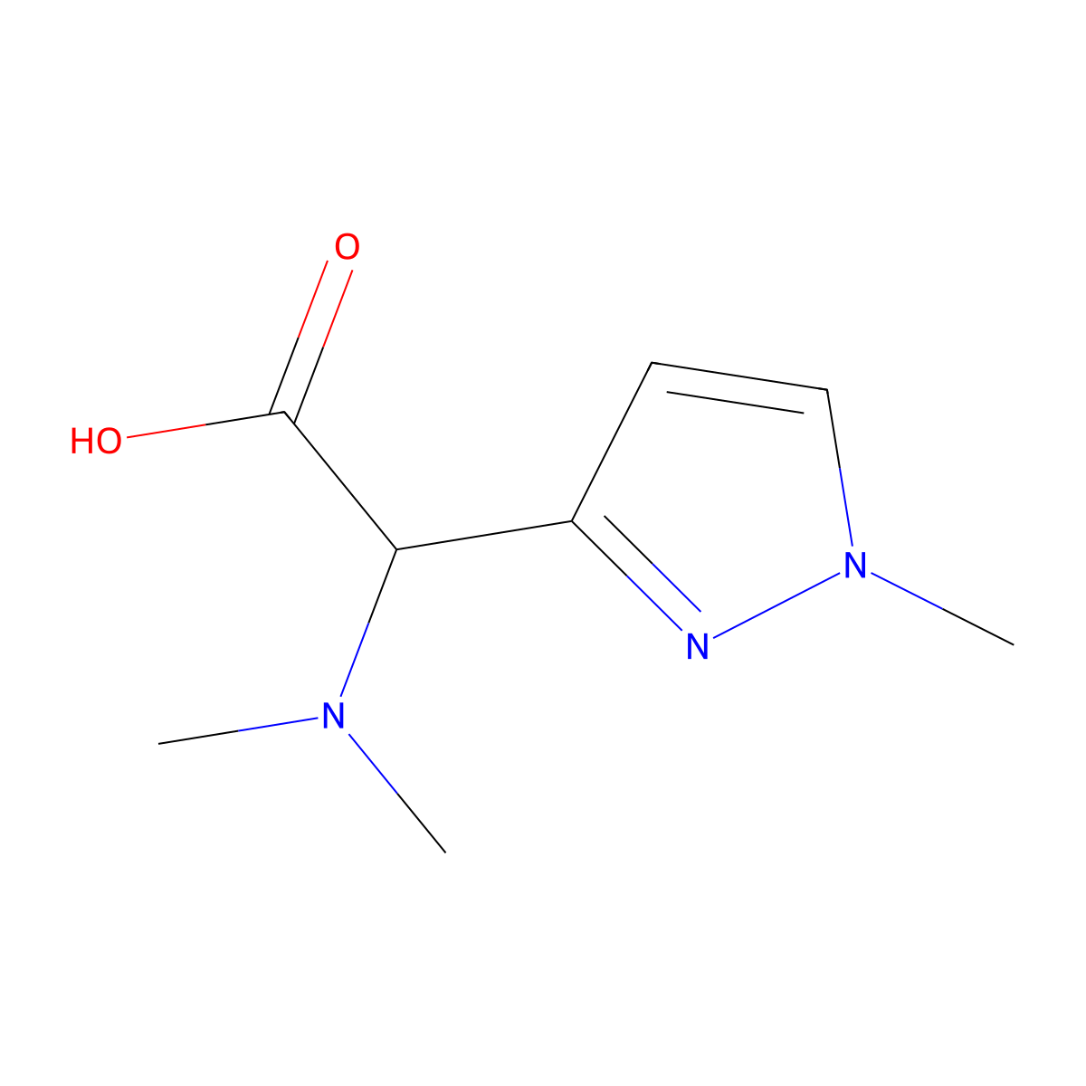 (dimethylamino)(1-methyl-1H-pyrazol-3-yl)acetic acid molecular structure, CAS 1922697-92-4