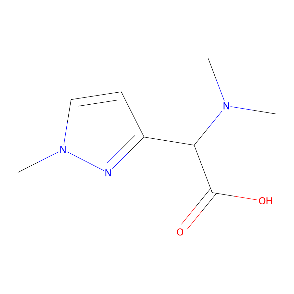 (dimethylamino)(1-methyl-1H-pyrazol-3-yl)acetic acid molecular structure, CAS 1922697-92-4