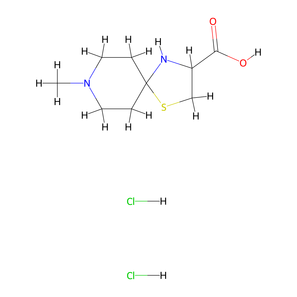8-Methyl-1-thia-4,8-diazaspiro[4.5]decane-3-carboxylic acid dihydrochloride molecular structure, CAS 1922701-97-0