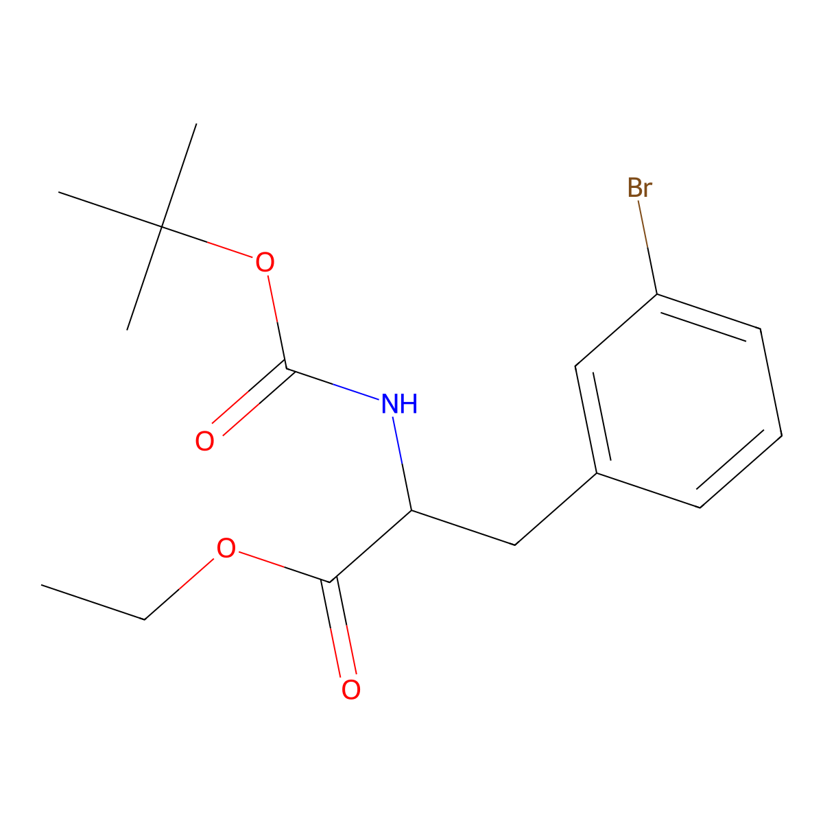 Ethyl 3-bromo-N-(tert-butoxycarbonyl)phenylalaninate molecular structure, CAS 1922702-02-0