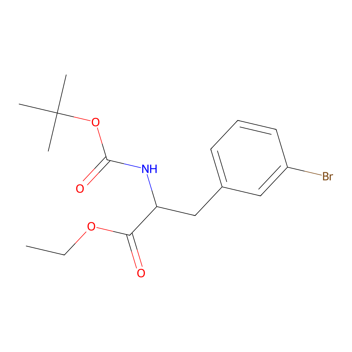 Ethyl 3-bromo-N-(tert-butoxycarbonyl)phenylalaninate molecular structure, CAS 1922702-02-0