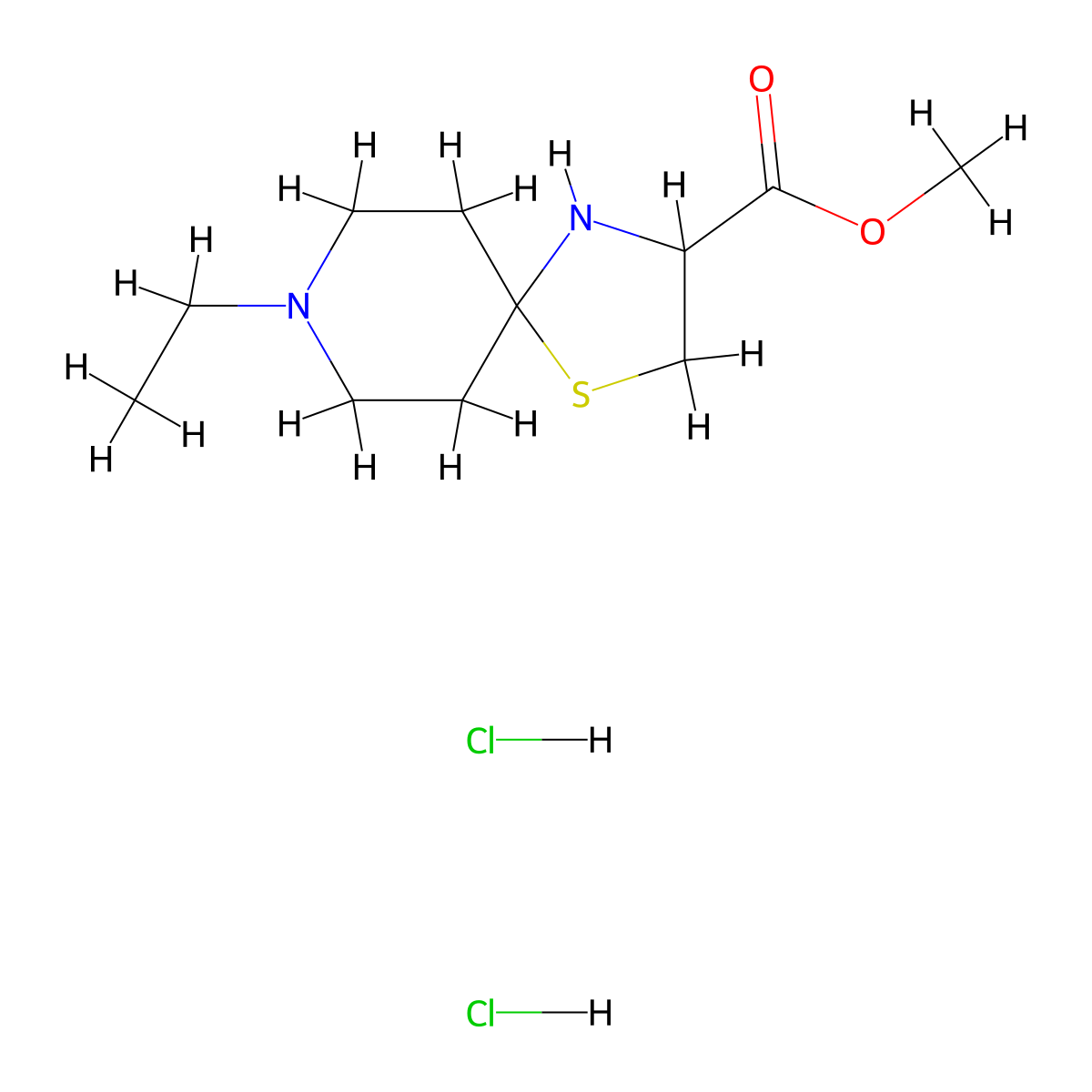Methyl 8-ethyl-1-thia-4,8-diazaspiro[4.5]decane-3-carboxylate dihydrochloride molecular structure, CAS 1922702-03-1