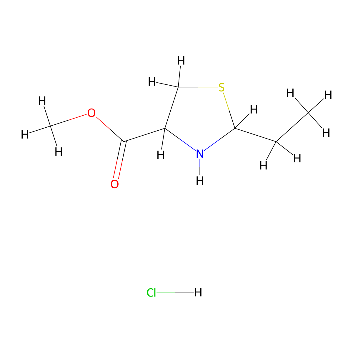 Methyl 2-ethyl-1,3-thiazolidine-4-carboxylate hydrochloride molecular structure, CAS 1922702-13-3