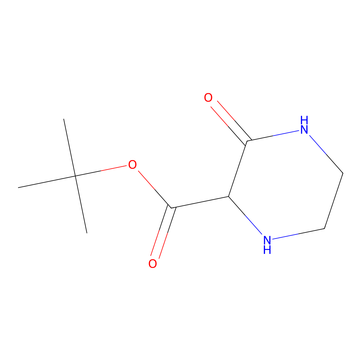 Tert-butyl 3-oxopiperazine-2-carboxylate molecular structure, CAS 1922714-66-6
