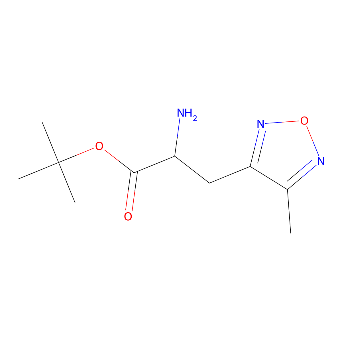 Tert-butyl 2-amino-3-(4-methyl-1,2,5-oxadiazol-3-yl)propanoate molecular structure, CAS 1922718-20-4