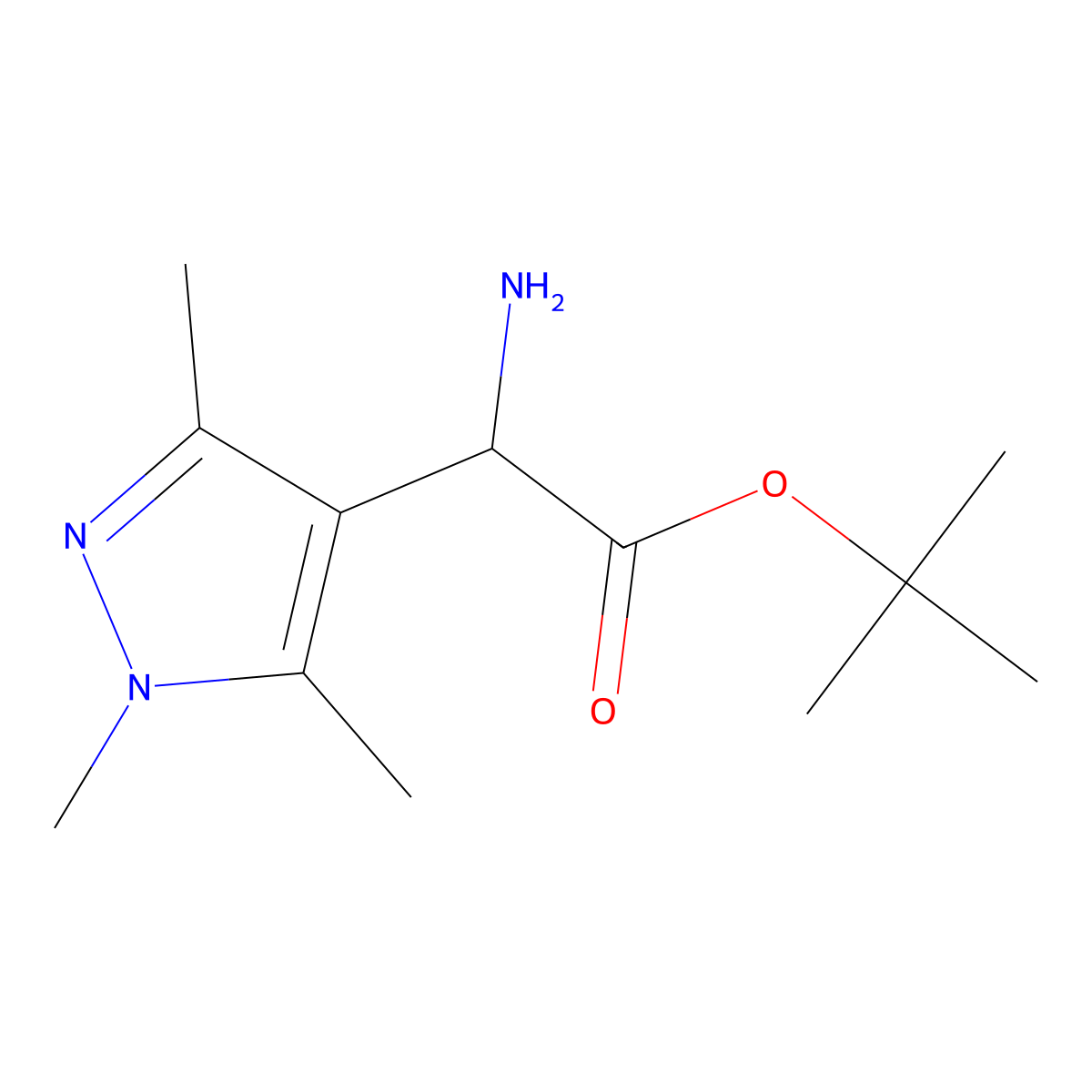tert-butyl 2-amino-2-(trimethyl-1H-pyrazol-4-yl)acetate molecular structure, CAS 1922718-25-9