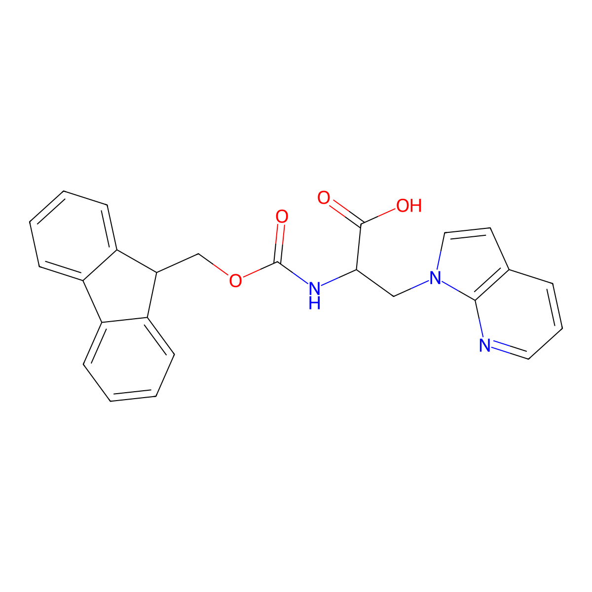 2-({[(9H-fluoren-9-yl)methoxy]carbonyl}amino)-3-{1H-pyrrolo[2,3-b]pyridin-1-yl}propanoicacid molecular structure, CAS 1922779-23-4