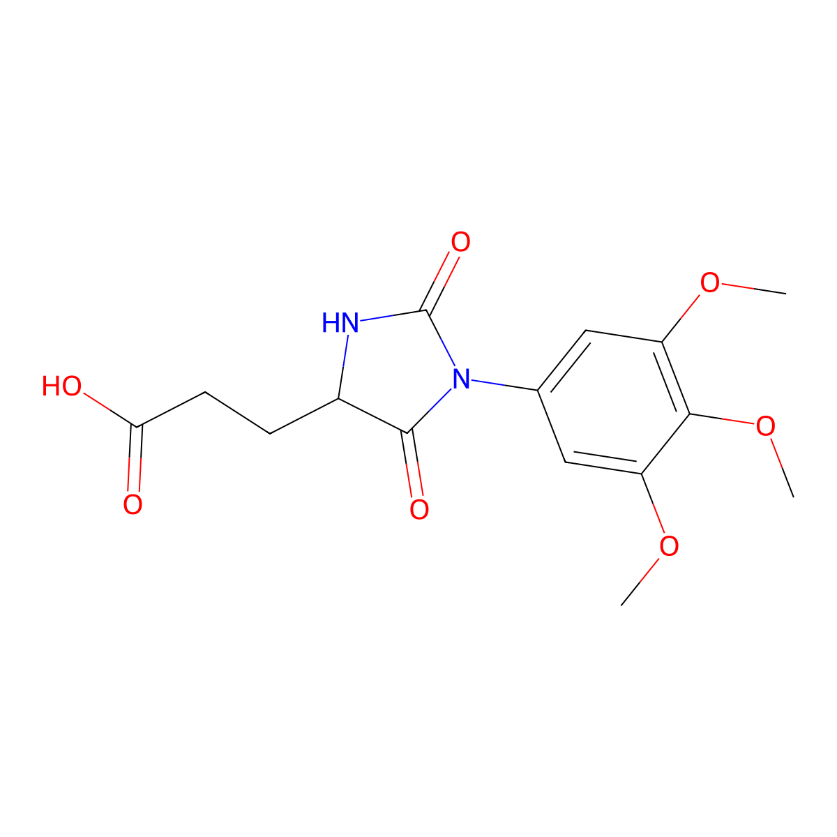 3-[2,5-Dioxo-1-(3,4,5-trimethoxyphenyl)imidazolidin-4-yl]propanoic acid molecular structure, CAS 1922787-48-1