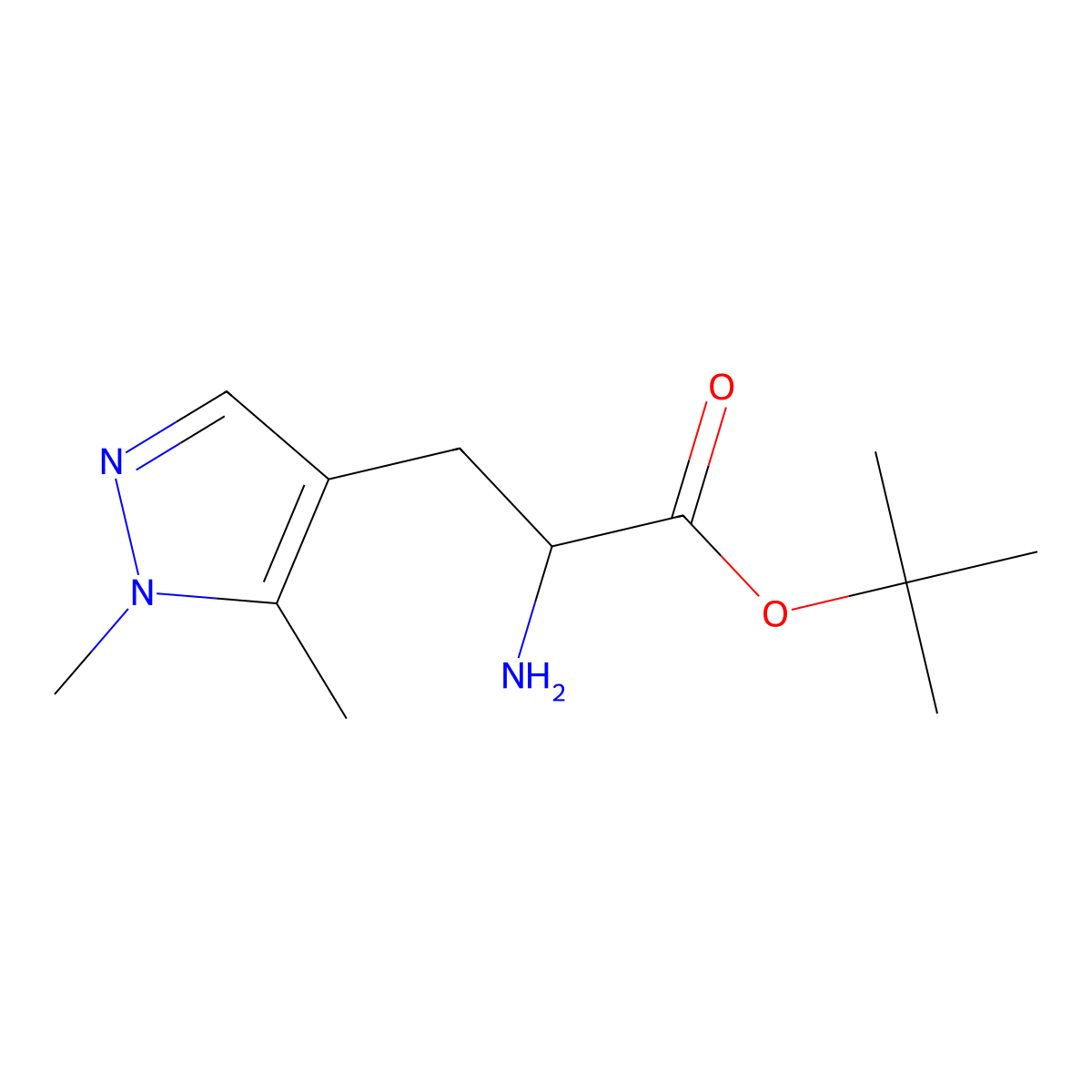 tert-butyl 2-amino-3-(1,5-dimethyl-1H-pyrazol-4-yl)propanoate molecular structure, CAS 1922840-14-9