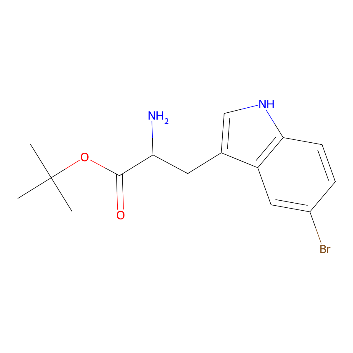 tert-butyl 2-amino-3-(5-bromo-1H-indol-3-yl)propanoate molecular structure, CAS 1922840-22-9