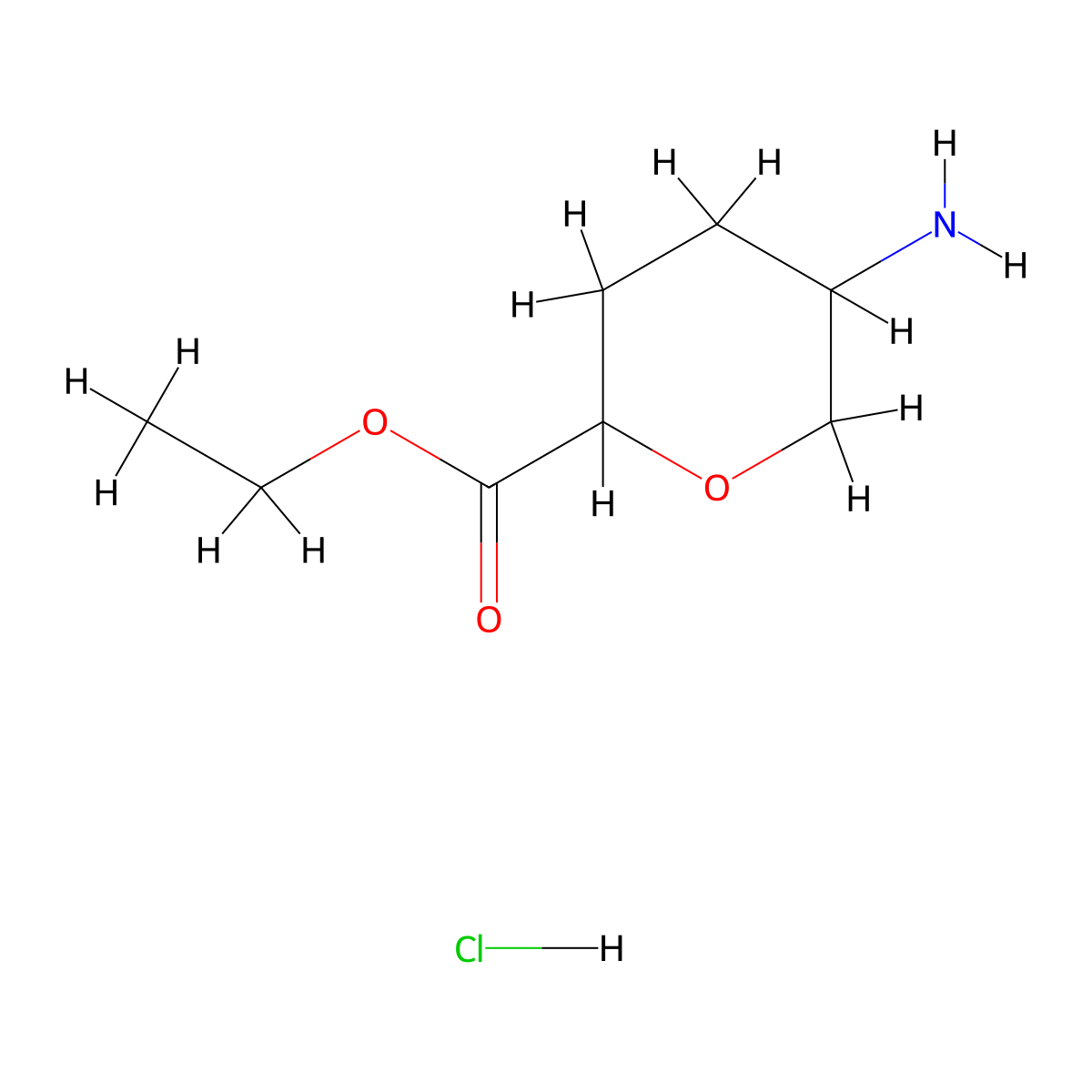 Ethyl 5-amino-tetrahydro-pyran-2-carboxylate hydrochloride molecular structure, CAS 1922842-54-3