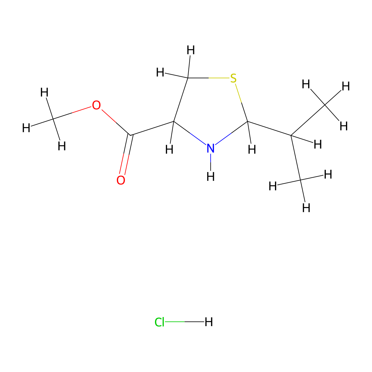Methyl 2-isopropylthiazolidine-4-carboxylate hydrochloride molecular structure, CAS 1922843-05-7