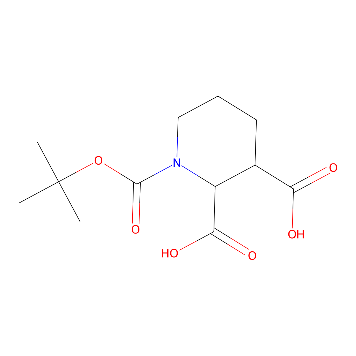 1-[(Tert-butoxy)carbonyl]piperidine-2,3-dicarboxylic acid molecular structure, CAS 1922854-17-8