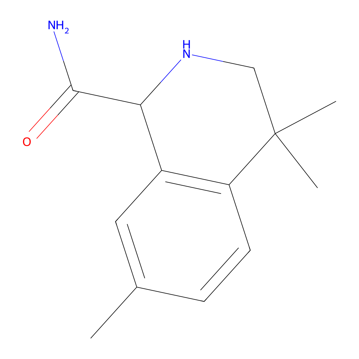 4,4,7-Trimethyl-1,2,3,4-tetrahydroisoquinoline-1-carboxamide molecular structure, CAS 1922855-17-1
