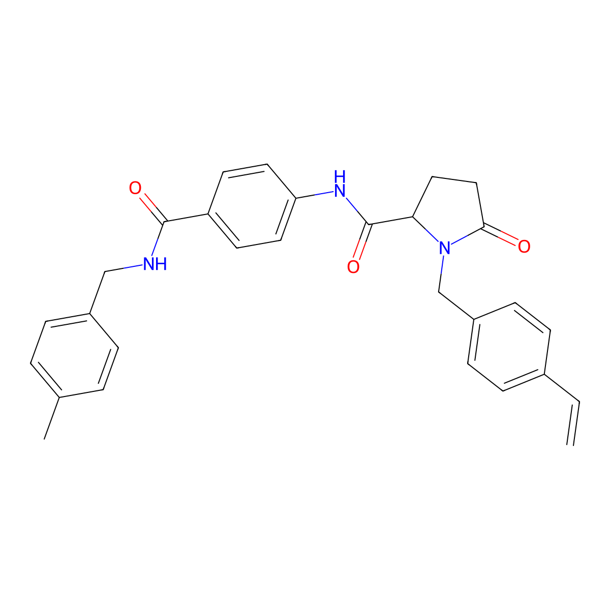 N-(4-{[(4-methylbenzyl)amino]carbonyl}phenyl)-5-oxo-1-(4-vinylbenzyl)prolinamide molecular structure, CAS 1922855-81-9