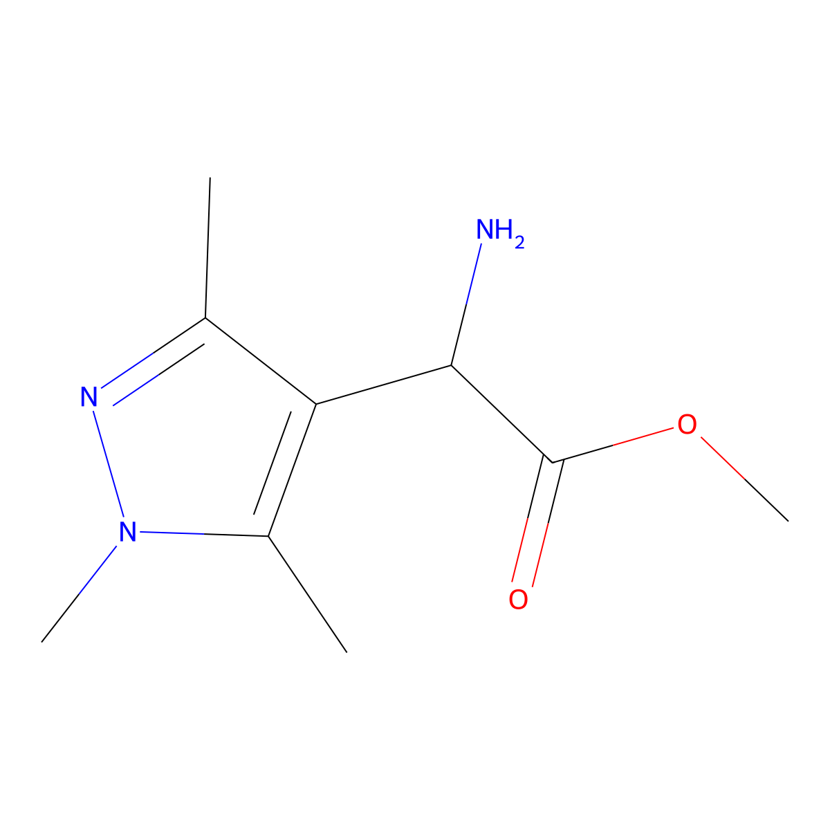 methyl 2-amino-2-(trimethyl-1H-pyrazol-4-yl)acetate molecular structure, CAS 1922860-40-9