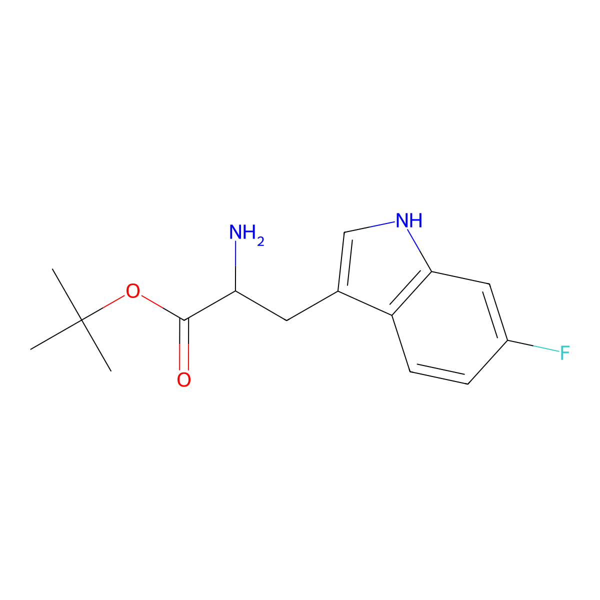 tert-butyl 2-amino-3-(6-fluoro-1H-indol-3-yl)propanoate molecular structure, CAS 1922860-74-9