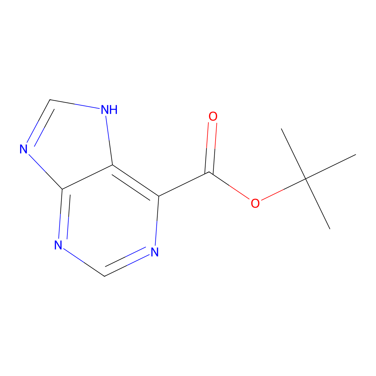 Tert-butyl 9H-purine-6-carboxylate molecular structure, CAS 1922870-77-6