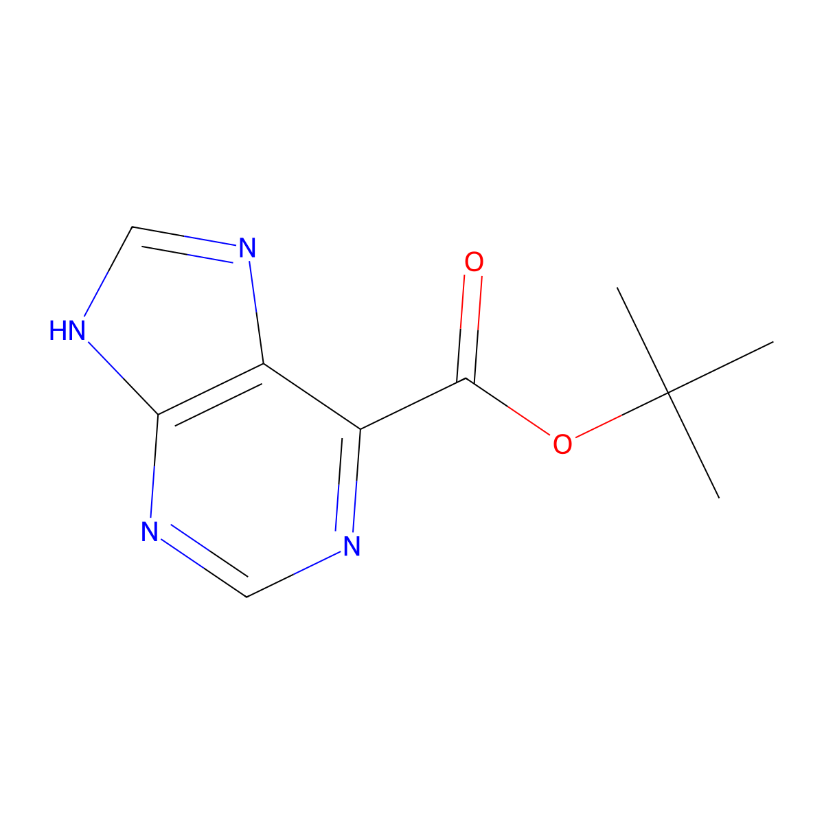 Tert-butyl 9H-purine-6-carboxylate molecular structure, CAS 1922870-77-6