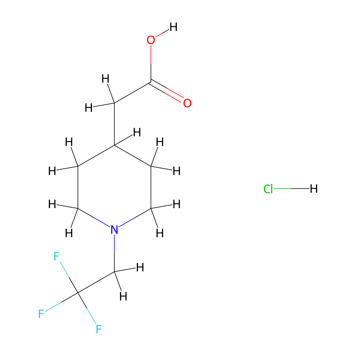 2-(1-(2,2,2-Trifluoroethyl)piperidin-4-yl)acetic acid hydrochloride molecular structure, CAS 1922897-45-7