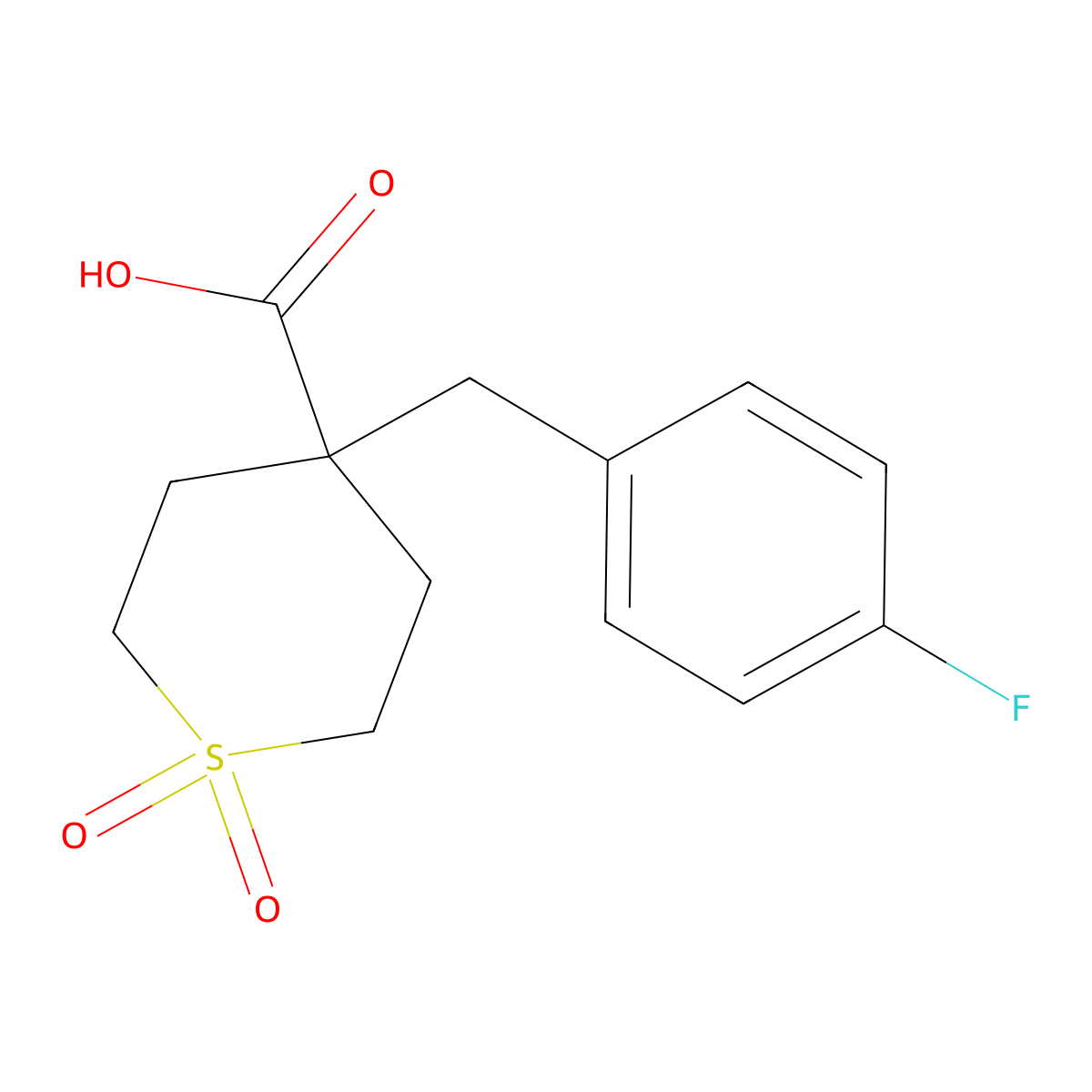 4-(4-fluorobenzyl)tetrahydro-2H-thiopyran-4-carboxylic acid 1,1-dioxide molecular structure, CAS 1922897-51-5