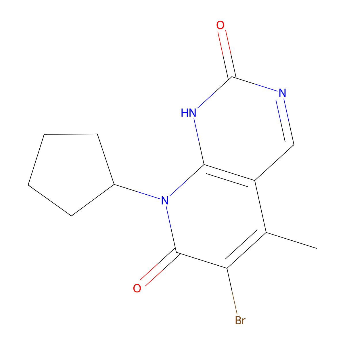 6-bromo-8-cyclopentyl-2-hydroxy-5-methyl-7H,8H-pyrido(2,3-d)pyrimidin-7-one molecular structure, CAS 1922954-32-2
