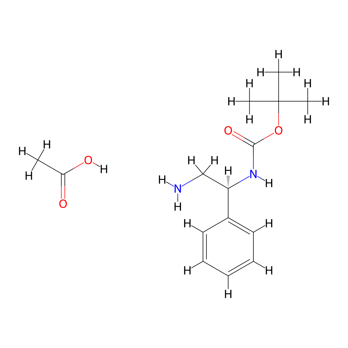 tert-butyl (S)-(2-amino-1-phenylethyl)carbamate acetate molecular structure, CAS 1923051-61-9